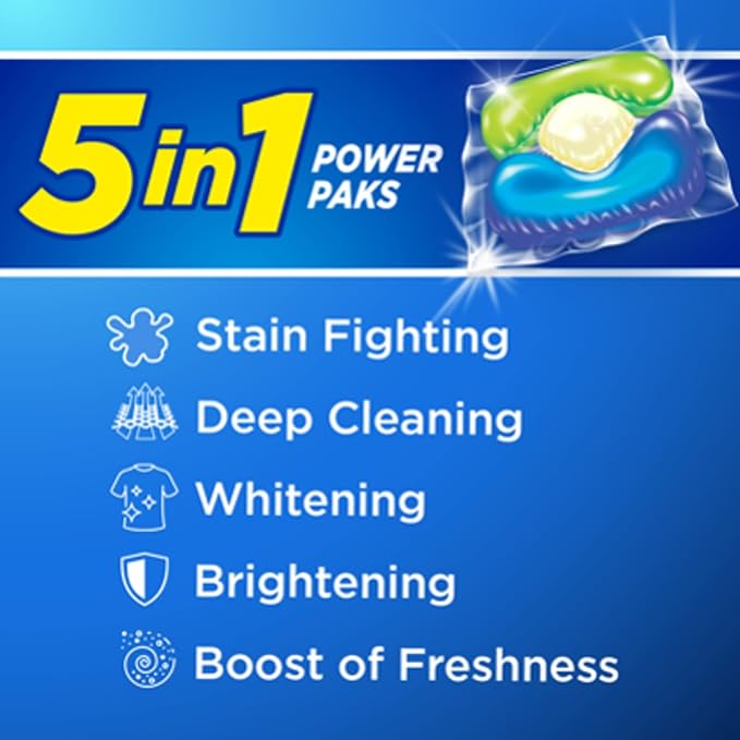 ARM & HAMMER Plus OxiClean 5-in-1 Liquid Laundry Detergent Power Paks, High Efficiency (HE), 42 Count (Pack of 4)
