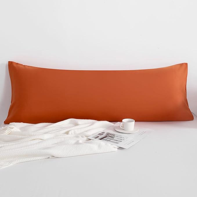 FLXXIE Body Pillow Cover - Super Soft Microfiber 20x54 Body Pillow Case - Envelope Closure, Wrinkle, Stain Resistant Burnt Orange Body Pillow Cover, 20x54, Burnt Orange