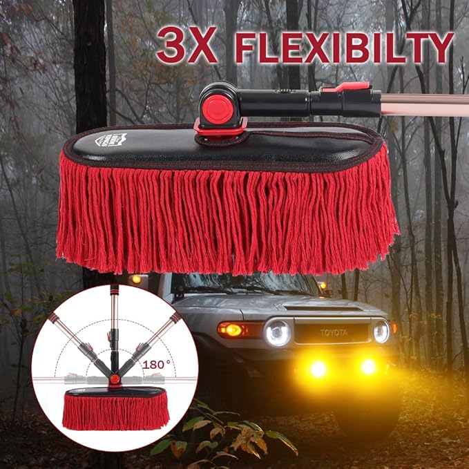 Car Duster Exterior Scratch Free-Stocking Stuffers Gifts for Men Women-Car Dust Brush with Extendable Telescoping Handle to Remove Dust Pollen,for Truck,and Motorcycle,Wax Cotton Hair