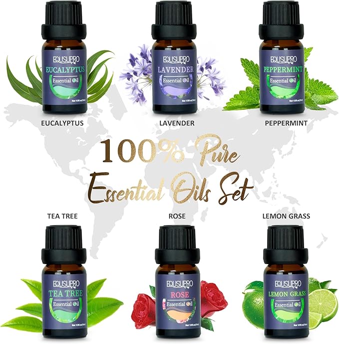 Oil Diffuser with Essential Oils Set – Aromatherapy Oil Diffuser 150ml with 6 Essential Oils Set, Cool Mist Diffusers for Essential Oils, Auto Shut-Off Protection,7 Colors Night Light, Gifts for Mom