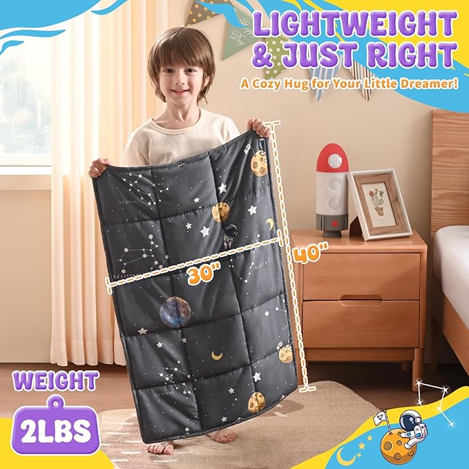 anfie Weighted Lap Pad 2 Pounds, Weighted Blanket (30"*40") Cooling Blanket for Sleeping,Weighted Throw Blanket for Travel Indoor Outdoor (Space Grey)