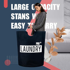 Caroeas Super Large 150L Laundry Basket Pro, Waterproof Laundry Hamper, Collapsible Laundry Basket Easy Storage, Clothes Hamper Stands Up Well, Laundry Bag with Padded Handles (Black)