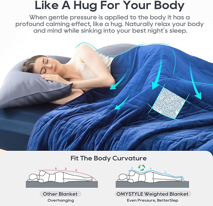King Size Weighted Blanket 40lb(88''x104'' , Dual-Sided), Reversible Cozy Warm Velvet & Cooling Tencel Fabric King Weighted Blanket for Adults & Couples All Season Use - Carry Bag Included, Navy Blue