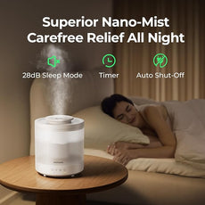 Homvana Small Humidifiers for Bedroom - 2 Packs 1.5L Cool Mist Top Fill Humidifier for Baby Nursery, Essential Oil Diffuser, 3 in 1 for Home Plants Offices and Grow Tents, 7 Color Lights, Ultrasonic