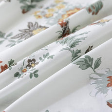 FADFAY Elegant Floral Bedding Shabby Beige Bird Print Flower Bed Sheet Set Vintage Farmhouse 100% Cotton Ultra Soft Girls Bedding with Deep Pocket Fitted Sheet 4Pcs, Twin Size