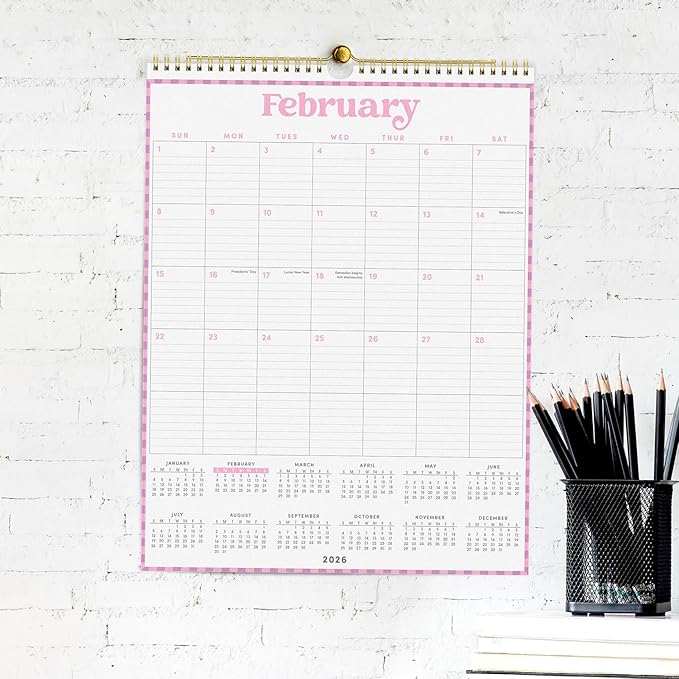 PAPERAGE 2026 Calendar, 12 Months (January 2026 - December 2026), Large (11.4 in x 14.76 in), Spiral Bound, 2026 Vertical Wall Calendar with Monthly & Yearly Views, Premium Paper - Pastel