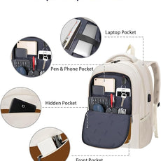 MATEIN 17.3 Inch Womens Laptop Backpack, Water Resistant Work Business Backpack with Multiple Pockets Fits 17 Inch Computer Notebook, Spacious Commute Bag TSA Approved and Comfortable, Beige Brown