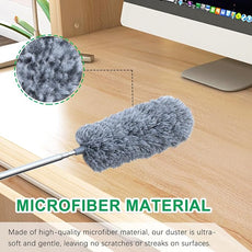 2 Pack Microfiber Feather Duster for Cleaning, Hand Washable Dusters with Extendable Pole, Cleaning Tools for Office, Car, Window, Furniture, Ceiling Fan