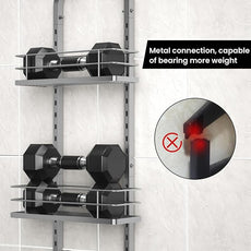 Shower Caddy Hanging (Silver), Adjustable Anti-Swing-Over The Shower Head Caddy, 3 Tier Height Bathroom Storage Organizer Bathroom Shelves Basket Rack Shower Caddies (3Tier)