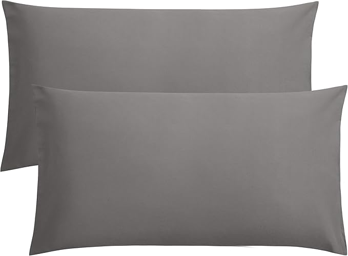 FLXXIE 2 Pack Microfiber King Pillow Cases, 1800 Super Soft Pillowcases with Envelope Closure, Wrinkle, Fade and Stain Resistant Pillow Covers, 20x36, Dark Grey