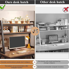 2-Tier Desktop Bookshelf, Wood Hutch Shelf Organizer, 29.9 x 12.6 x 35.4 inches, Study Room Storage Rack (Black, 22 * 12 * 35in)