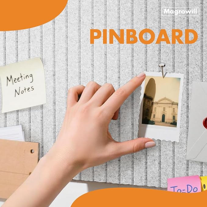 Cork Board Tiles for Wall with Push Pins, 36" x 24" Slat Bulletin Board Sets, Self-Adhesive Pin Board | Magrowill 6 Packs Felt Panels for Office Home Classroom Dorm Interior Wall Decor