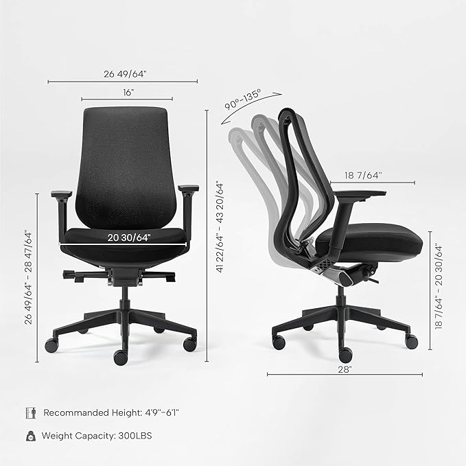 EUREKA ERGONOMIC Lira Office Chair, Ergonomic Desk Chair with 3D Armrests, Adjustable Seat Depth, Mesh Computer Chair with Lumbar Support for Home Office(Black)