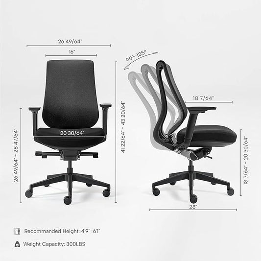 EUREKA ERGONOMIC Lira Office Chair, Ergonomic Desk Chair with 3D Armrests, Adjustable Seat Depth, Mesh Computer Chair with Lumbar Support for Home Office(Black)