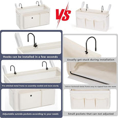 Bedside Caddy Bedside Organizer with Fixed Straps & Water Bottle Holder, Bunk Bed Caddy ideal for Home, Dorm, Hospital, Crib, Versatile Bedside Storage Solution (White 2pcs)