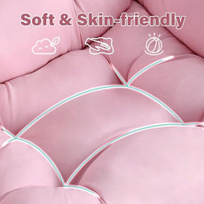 Cozy Lazy Chair and Ottoman, Large Contemporary Accent Lounge Chair Set, Leisure Upholstered Reading Armchair for Bedroom, Living Room, Dorm Rooms, Office, Peach Pink