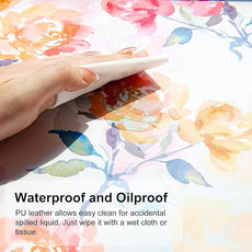 QIYI Floral Mouse Pad, Watercolor Flowers Desk Mat for Desktop, Women Girls Office Décor Accessories, PU Leather Waterproof Gaming Mousepad, Pink Yellow Peonies Desk Pad Computer Mat, 31.5