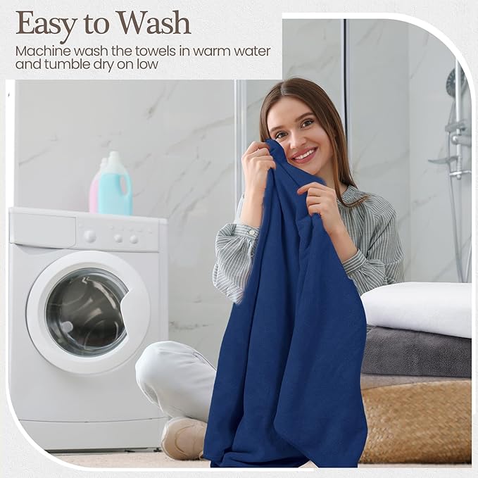 VitalCozy Set of 6 Large Bath Towels for Bathroom 28 x 55 Inches Soft Absorbent Shower Towels Bulk for Daily Use Gym Beach Pool Hotel(Fresh Color)