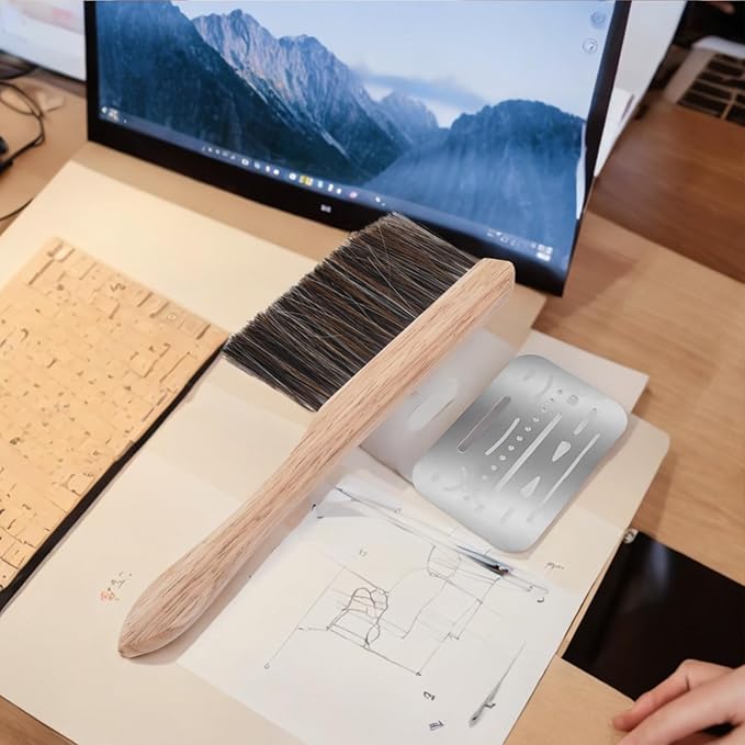 Drafting Brush, Mini Dusting Brushes, Soft Bristles, Drafting Supplies and Architecture Cleaning Tool, Horse Hair Drafting Brush for Student (2 pcs)