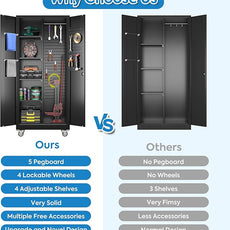 SUXXAN Broom Closet Storage Cabinet with Wheels 71.4