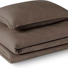 Amazon Basics Brushed Microfiber Comforter Set, Extra Soft with Natural Texture, 2-Piece, Twin/Twin XL, Brown