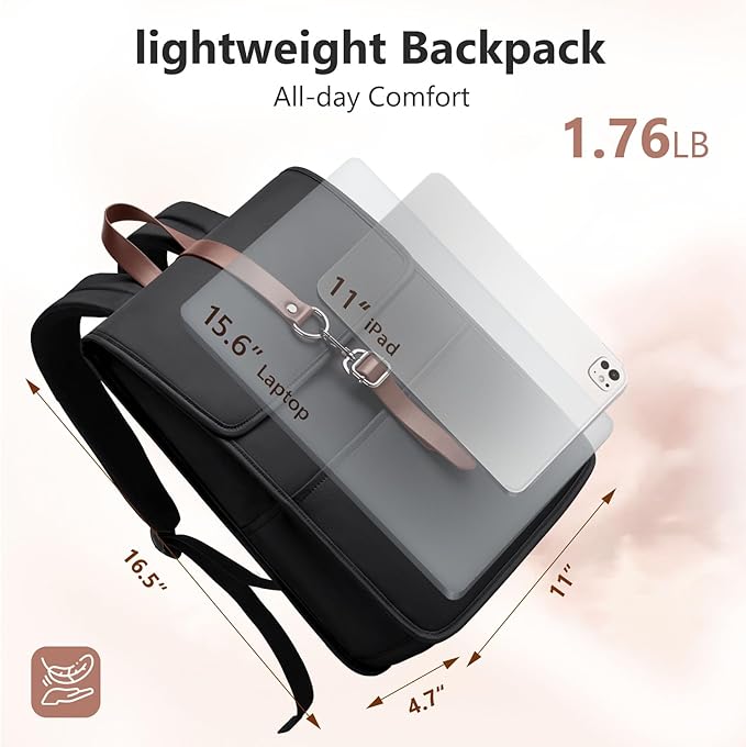 Laptop Backpack for Women & Men, Slim Business Work Backpack with USB Charging Port,Travel Computer Backpack Bag, 15.6 Inch Lightweight Water Resistant Casual Daypack for Office/College/Commuter-Black