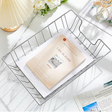Yeaqee 6 Pcs Letter Tray Wire Paper Trays Stackable File Desk Organizer Metal File Paper Holder Basket for Desk Desktop Letter Storage for Office Home Classroom School(14'' x 10'' x 3'',Silver)