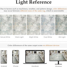 8x10 Washable Area Rug Blue Cream Abstract Living Room Bedroom Carpet Neutral Modern Non-Slip Soft Low Pile Lightweight Vacuumable Large Throw Rug for Dining Room