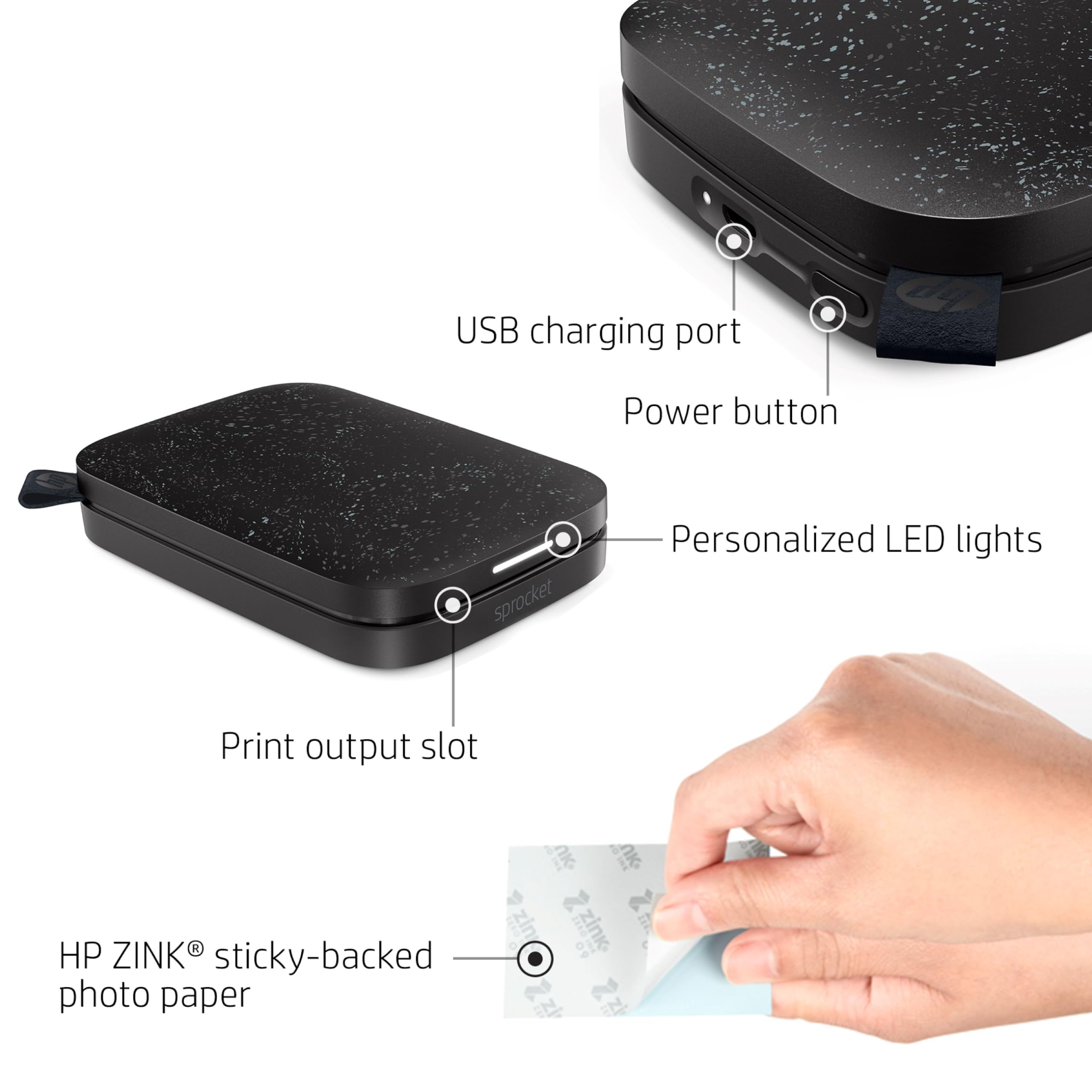 HP Sprocket Portable 2x3 Instant Photo Printer (Lilac) Print Pictures on Zink Sticky-Backed Paper from Your iOS & Android Device.