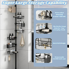 Shower Caddy Corner Organizer Tension Pole Adjustable 30-120 Inches Corner Shelf with Towel Rack, Toothbrush Holder, Soap Dish for Bathroom Organizers and Storage