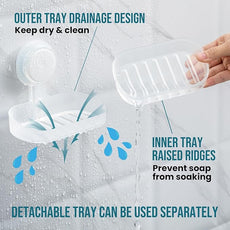 TAILI Soap Dish Bar Holder Suction Cup,Soap Saver with Powerful Vacuum Suction,Sponge Holder for Shower,Bathroom,Tub and Kitchen Sink, Universal Shower Accessories,Drill-Free,Removable,Clear
