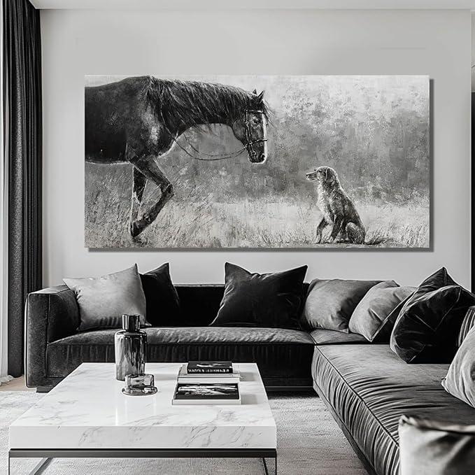 Dog Wall Picture Contemporary Canvas Wall Art Animal Wall Paintings 24"x48" Wall Prints for Living Room Pictures for Office