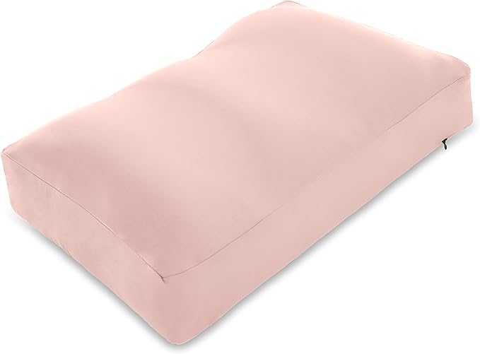 Premium Microbead Bed Pillow, Large Extra Fluffy But Supportive - Ultra Comfortable Sleep with Silk Like Anti Aging Cover 85% Spandex/ 15% Nylon Breathable, Cooling Cream Peach