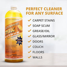 Advanage 20X Household Cleaner Concentrate Refill, 32 oz | Citrus All Purpose Cleaner | Multi Surface Dilute for Floors, Carpets, Glass, Counters, Appliances, and General Home Cleaning, USA Made