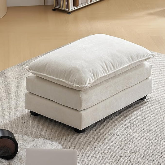VINGLI 36.6" Big Cloud Comfy Ottoman Chenille Cream White
