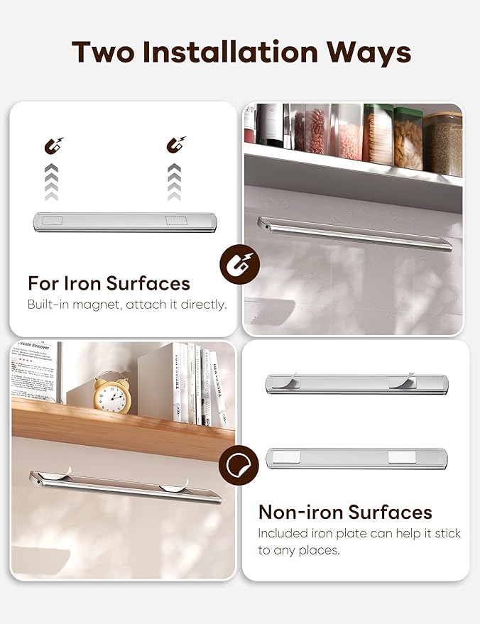 Joyzy 2 Pack Rechargeable Under Cabinet Lighting Battery Operated Closet Light,92 LED Motion Sensor Indoor, Dimmable Kicthen Counter Lights, Wireless Sink Lighting Lamp Shelf Stove Hallway