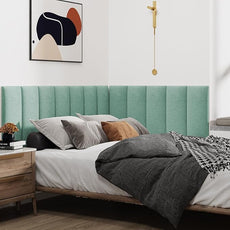 IFNOW Upholstered Wall Mounted Headboard, 3D Soundproof Wall Panels Peel and Stick for Queen Size, Reusable and Removable Tufted Bed Headboard in Grass Green (9 Panels, 10
