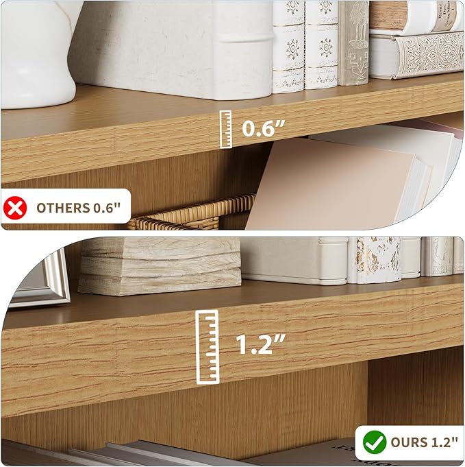 Rresyet 3 -Tier Bookcase and Book Shelf, 31” Wide Bookshelves, Wooden Bookcase Display Storage for Home Office, Living Room and Study Room (Wood)