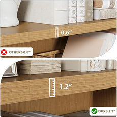 Rresyet 3 -Tier Bookcase and Book Shelf, 31” Wide Bookshelves, Wooden Bookcase Display Storage for Home Office, Living Room and Study Room (Wood)