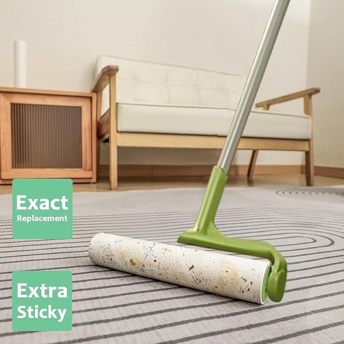 Large Lint Roller Refills 10 inch Wide Ultra Sticky Mega Roller Refills for Evercare Layers Smart Design Leo Cleaning Floor Roller for Removing Pet Hair, 3 Pack Total 180 Sheets