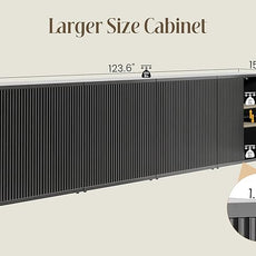 Fluted Buffet Cabinet Sideboard with Storage,Wooden Credenza with 2 Doors&Adjustable Shelve, Modern Accent Cabinets Coffee Bar Bookcase for Living Room,Kitchen Dining Room Entryway 15