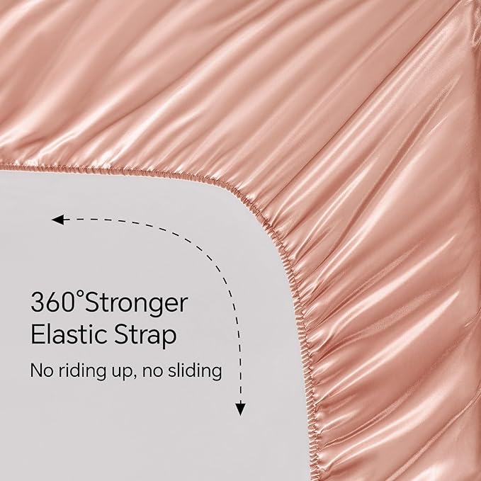 BEDELITE Satin Sheets Twin Size Bed Set, Luxury Soft Coral Pink Silky Sheets for Hair and Skin, Similar to Silk Bed Sheets Set 3 Pieces with 1 Deep Pocket Fitted Sheet, 1 Flat Sheet, and 1 Pillowcase