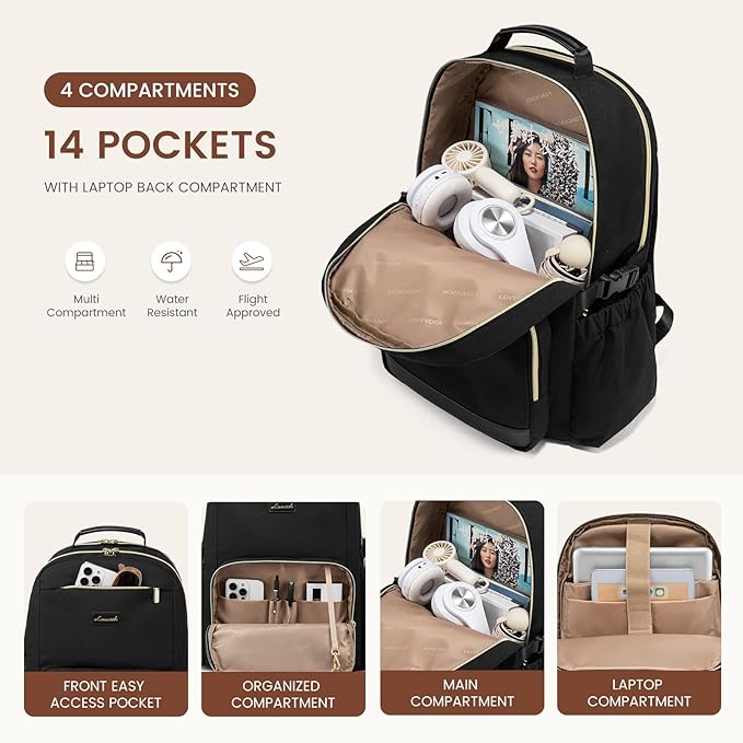 LOVEVOOK Laptop Backpack for Women with Pouch Pocket for Large Capacity Cup,17 Inch Laptop Computer Bag Travel Backpack Purse,Waterproof Work Business Backpack College Teacher Bags,Grayish Purple