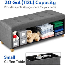 BRIAN & DANY 43 Inches Folding Storage Ottoman Bench, Ottoman with Storage Bench for Bedroom, Living Room, Entryway, Foot Rest with Legs, Dark Gery
