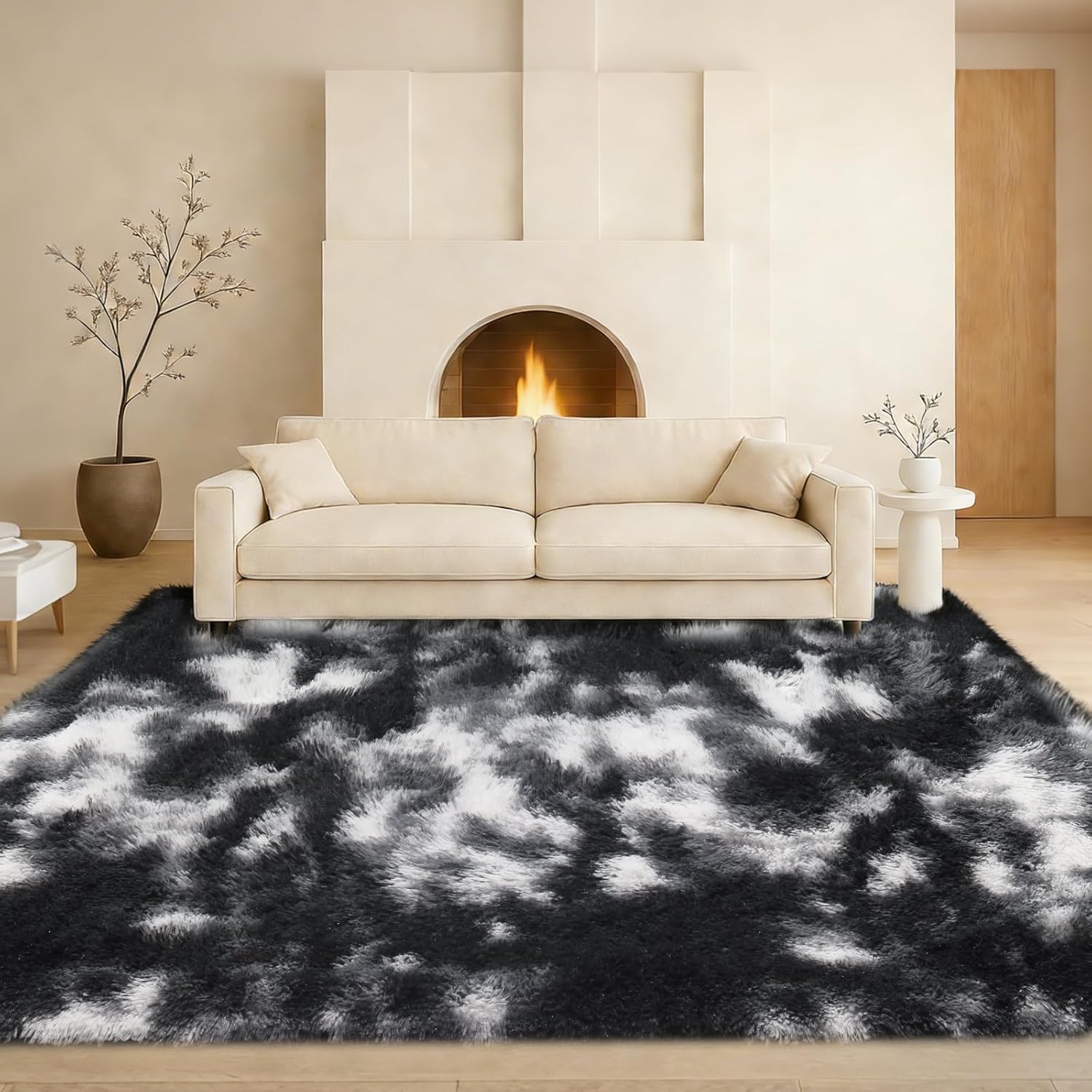 8x10 Area Rugs Living Room, Beige Large Plush Fluffy Bedroom Carpet, Non-Slip Upgraded Indoor Thick Soft Rug, Modern Plush Carpet Suitable for Kids Home Decor Aesthetics Dorm. Dormly