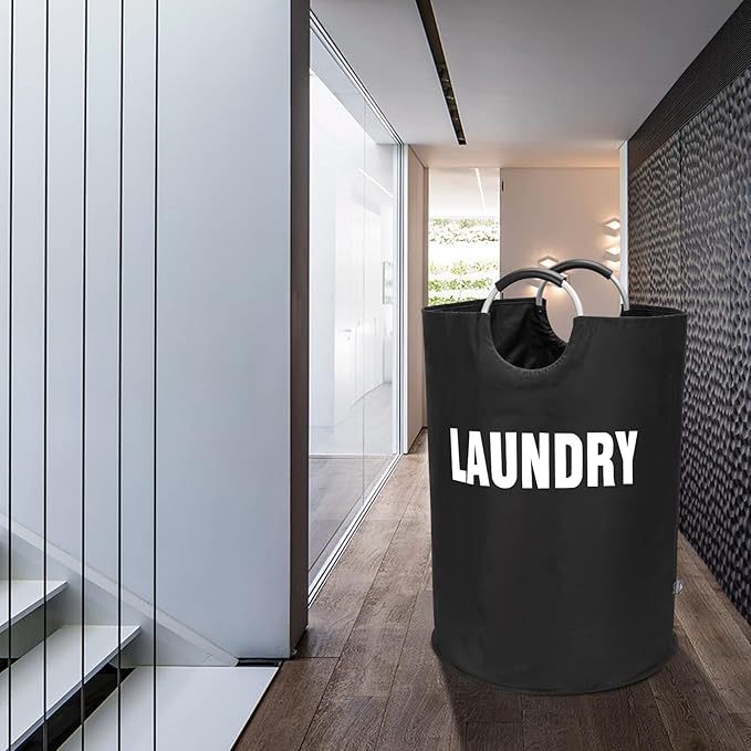 DOKEHOM 160L XX-Large Laundry Basket (7 Colors), Collapsible Laundry Bag, Foldable Laundry Hamper, Folding Washing Bin (Black, XXL)