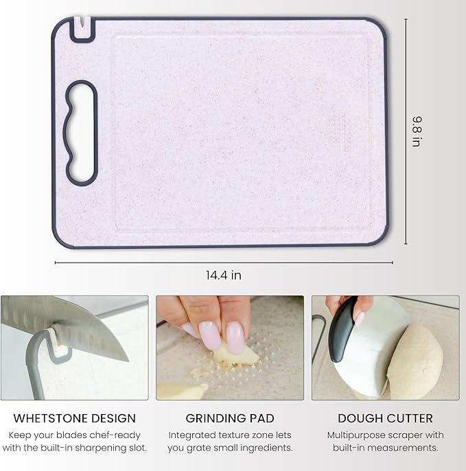 PurpleDove Double-Sided Non-Slip Cutting Board with Scratch-Resistant Mesh | Reversible Chopping Board, Non-Porous | Dishwasher-Safe Butcher Board for Chopping, Slicing & Dicing | Food Prep Board
