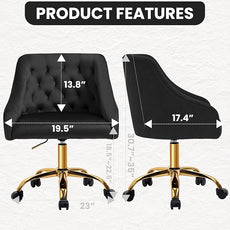 MOJAY Modern Mid-Back Tufted Velvet Office Chair, Swivel Height-Adjustable Home Desk Chair,Cute Velvet Soft Seat Vanity Chair with Rivet and Arm Support (Sherpa-Pink)