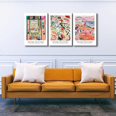 Wieco Art 3 Piece Henri Mattise Canvas Wall Art Abstract Colorful Matisse Posters Canvas Prints for Wall and Home Office Decorations