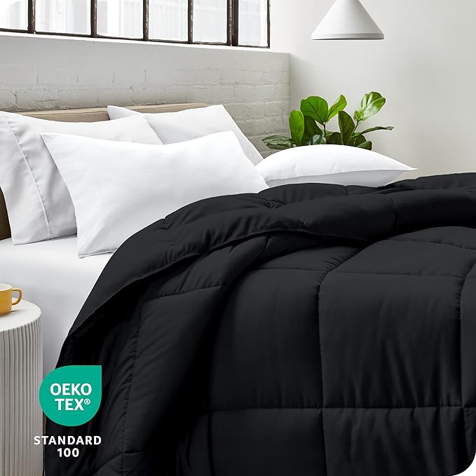Bare Home Duvet Insert Comforter - Oversized King - Goose Down Alternative - Ultra-Soft - Premium 1800 Series - All Season Warmth - Bedding Comforter (Oversized King, Black)